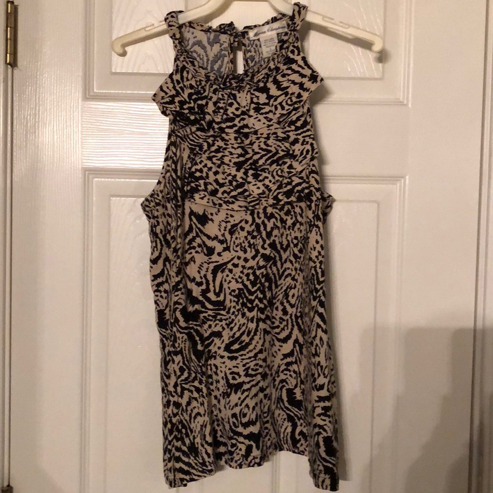 Leopard Print Ruffle Collared Tank Top